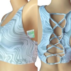 PINK Victoria’s Secret marl grey laceup back Ultimate Sports Bra L NWT